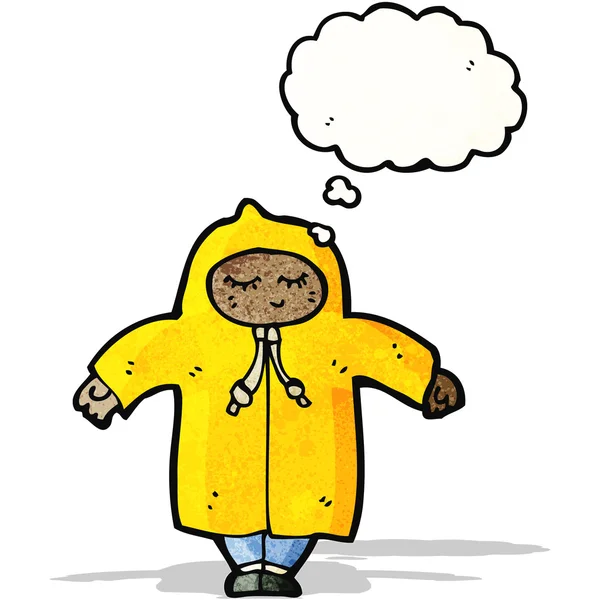 Cartoon person i regnrock — Stock vektor