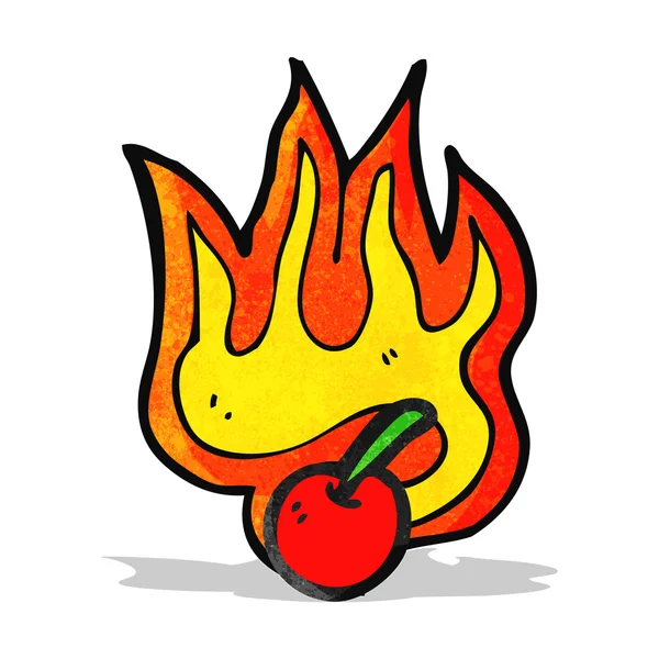 Flaming dibujos animados de cereza — Vector de stock
