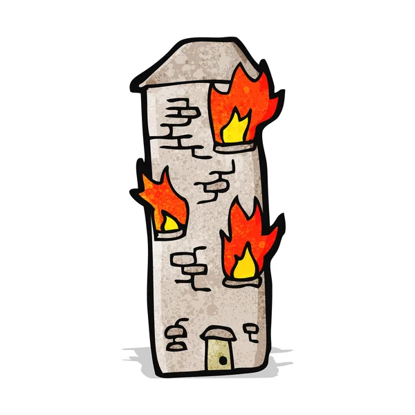 Torre flamejante dos desenhos animados — Vetor de Stock