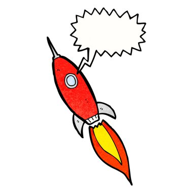 Düşünce baloncuklu çizgi film uzay gemisi