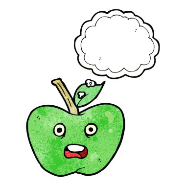 Düşünce baloncuklu çizgi film elması