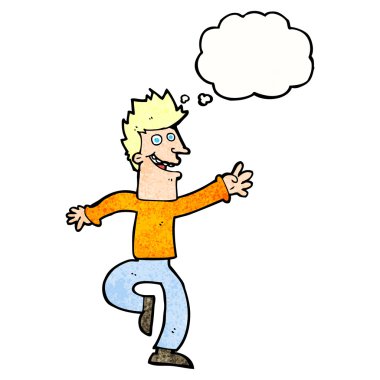 çizgi film mutlu adam düşünce baloncuğu ile