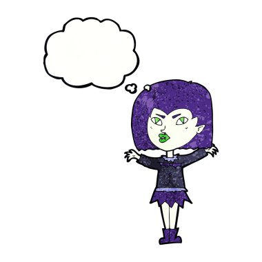 Düşünce baloncuğu olan vampir kız.