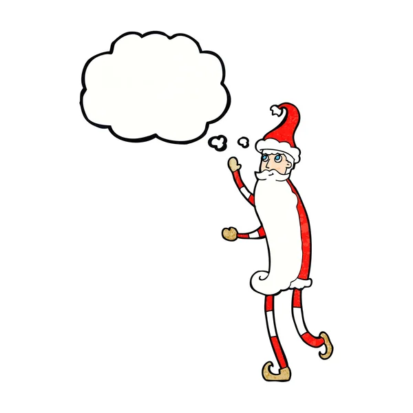 Cartoon skinny santa with thought bubble — Stock Vector