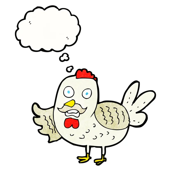 Cartoon old rooster with thought bubble — Stock Vector