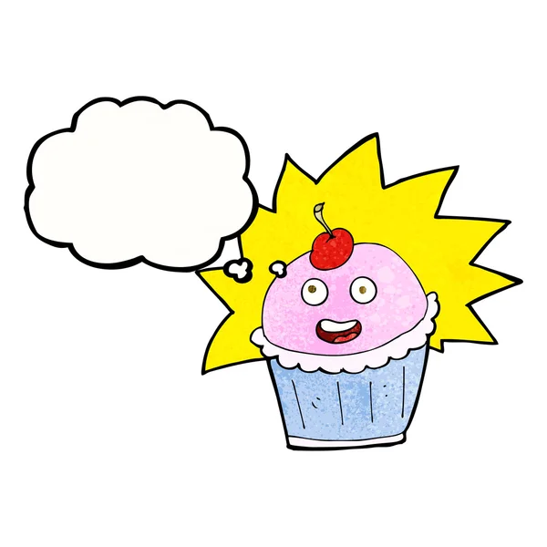 Cupcake dessin animé avec bulle de pensée — Image vectorielle