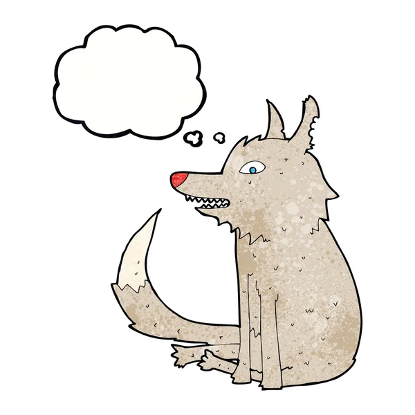 座っている漫画のオオカミ — ストックベクタ