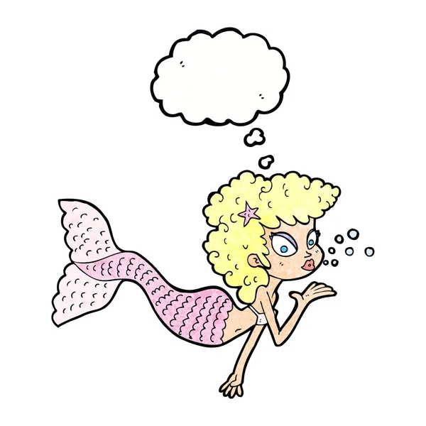 Karikatura mořská panna foukání polibek — Stockový vektor