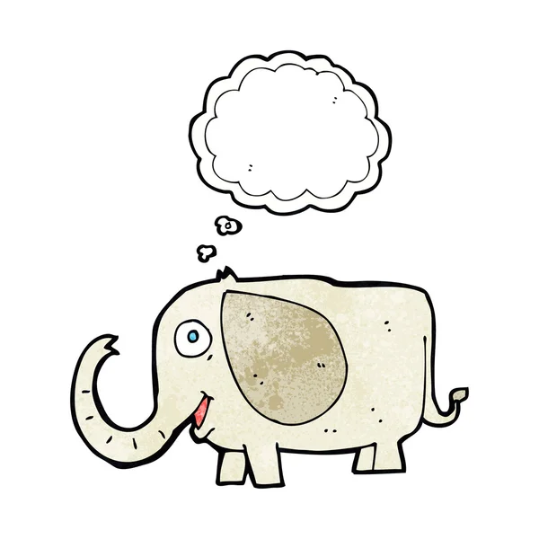 Cartoon baby olifant met gedachte zeepbel — Stockvector