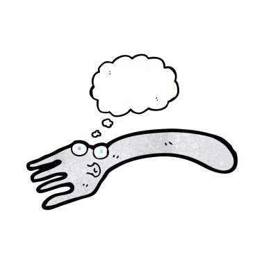 Düşünce baloncuklu çizgi film çatalı