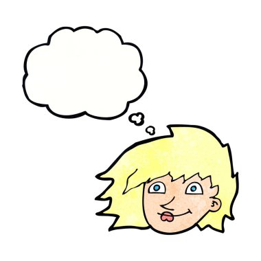 çizgi film kadın yüzü ile düşünce balonu