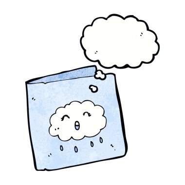 Düşünce baloncuklu bulut desenli çizgi film kartı