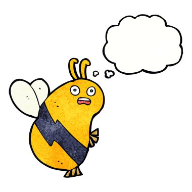 Düşünce baloncuklu komik çizgi film arısı