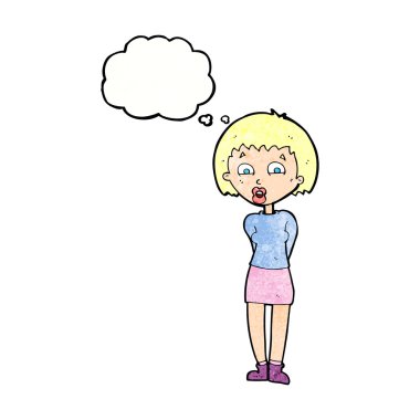 Karikatür, düşünce balonlu kadını şaşırttı.