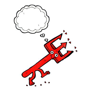 Düşünce baloncuklu şeytan çatalı.