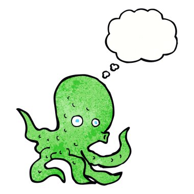 Düşünce baloncuklu ahtapot çizgi filmi