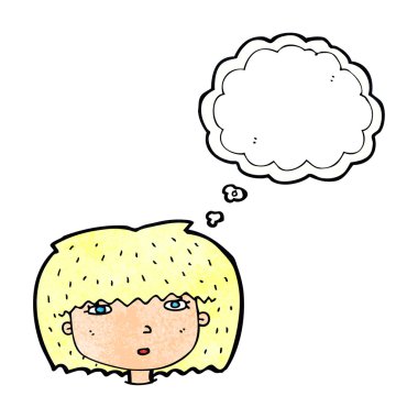 Çizgi filmdeki kadın omuzlarını silkiyor.