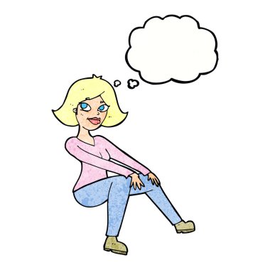 kreskówka happywoman siedzi