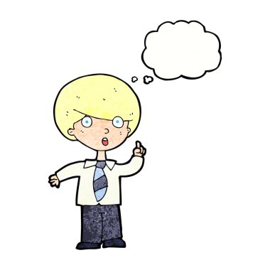 Çizgi film çocuğu soruyu düşünce balonuyla cevaplıyor.