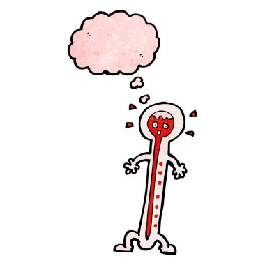 Düşünce baloncuklu sıcak karikatür termometresi