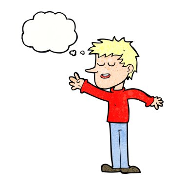 çizgi film mutlu adam düşünce kabarcığına uzanıyor