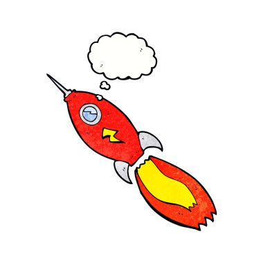 Düşünce baloncuklu çizgi film roketi
