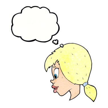 Düşünce balonu ile kadın yüzü