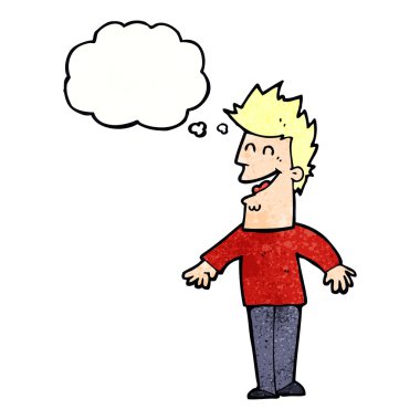 çizgi film mutlu adam düşünce baloncuğu ile