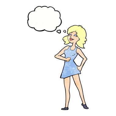 Düşünce balonu ile gurur kadın