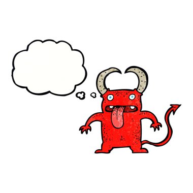 Düşünce baloncuklu küçük şeytan.