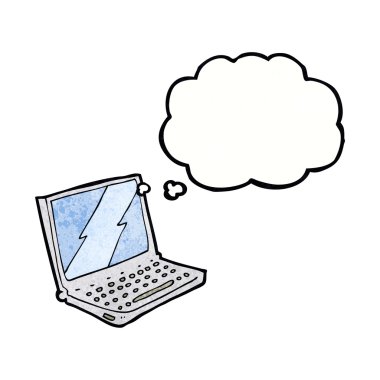 Düşünce baloncuklu dizüstü bilgisayar