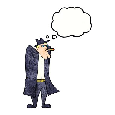 Çizgi filmci şapkalı ve trençkotlu