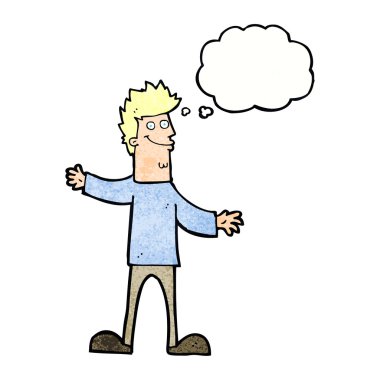 çizgi film mutlu adam düşünce baloncuğu ile