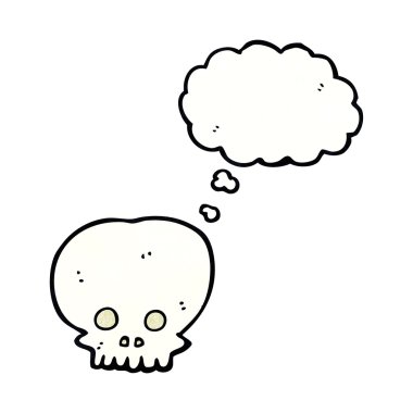 Düşünce baloncuklu garip kafatası sembolü