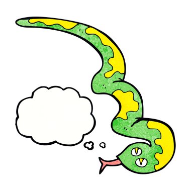 Düşünce baloncuklu tıslayan yılan.