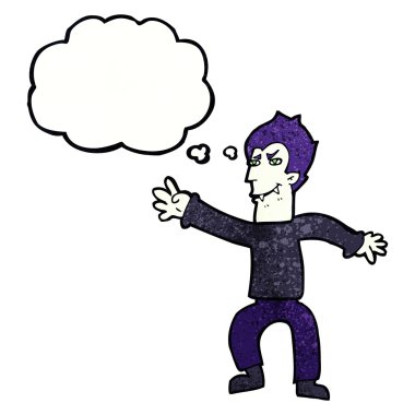 Düşünce baloncuğu olan vampir adam.