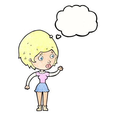 düşünce balonu ile sallayarak çizgi film kadın