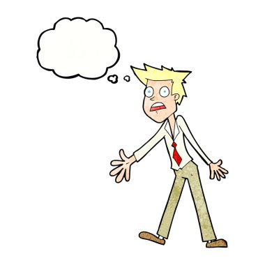 düşünce balonu ile gergin adam
