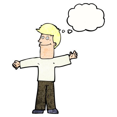 çizgi film mutlu adam düşünce baloncuğu ile