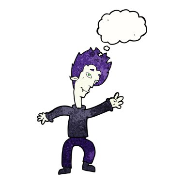 Düşünce baloncuklu cadılar bayramı vampiri çizgi filmi