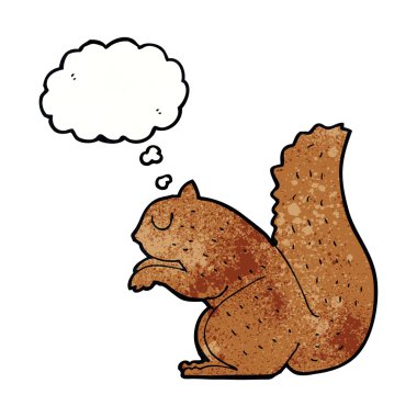 Düşünce baloncuklu bir sincap.