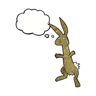 Düşünce baloncuklu çizgi film tavşanı