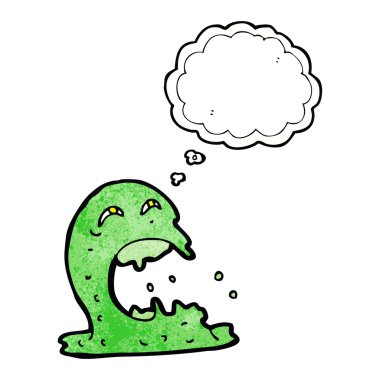 Düşünce baloncuklu iğrenç bir hayalet.