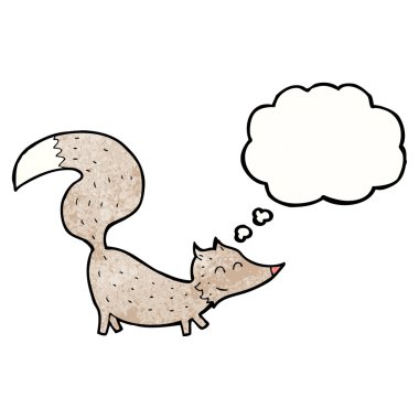 Düşünce baloncuğu olan küçük kurt.