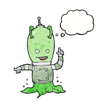 çizgi film uzaylı uzay adamı düşünce balonu ile