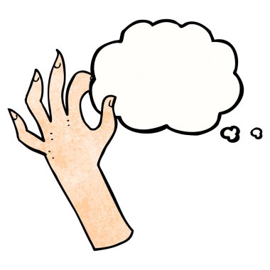 Düşünce baloncuklu çizgi el sembolü