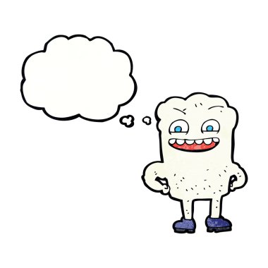 Düşünce baloncuklu mutlu diş çizgi filmi