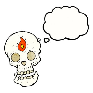 Düşünce baloncuklu mistik kafatası