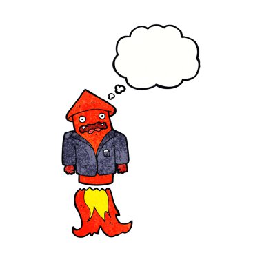 Düşünce baloncuklu iş elbisesi içinde havai fişekler.