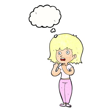 düşünce balonu ile şok kadın karikatür